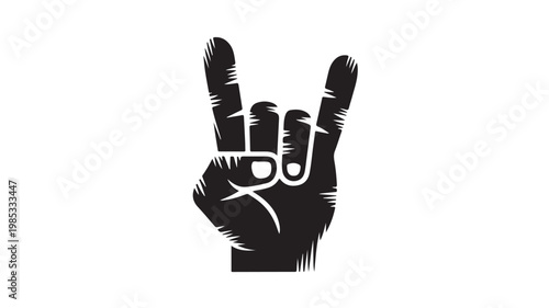 Black Hand Making Rock On Sign Isolated On White For Music And Rebellion Concepts