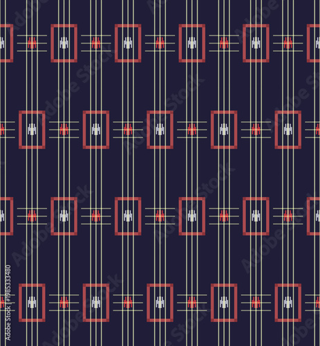 Japanese Rectangle Motif Line Vector Seamless Pattern