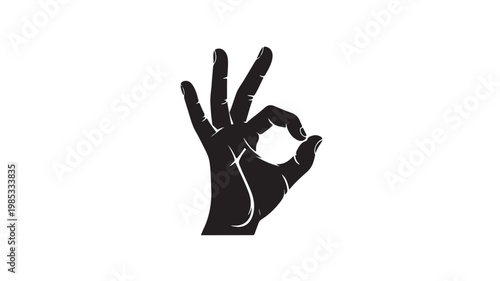 Black Hand Making OK Gesture Isolated On White For Communication Concepts