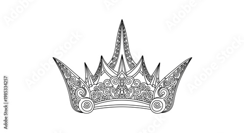 Ornate Crown Outline Drawing - Regal Symbol of Power and Royalty
