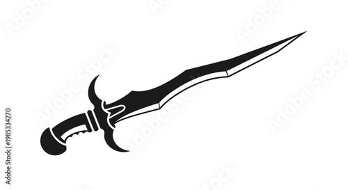Ornate Dagger Silhouette, Fantasy Weapon, Sharp Blade, Historical Sword