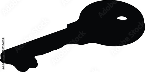 Classic silhouette of a traditional metal key, symbolizing access, security, and solutions in a minimalist design