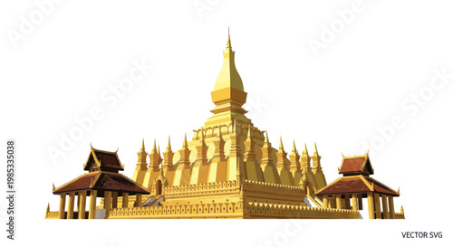 Golden Buddhist Temple Pagoda - Wat Xieng Khuan Landmark