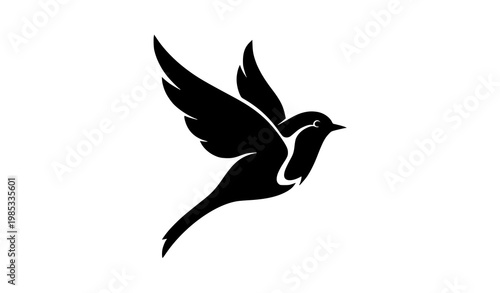 Abstract robin bird silhouette flying modern vector isolated on white background