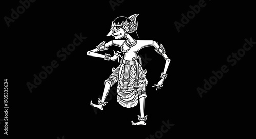 Traditional Indonesian Wayang Kulit Shadow Puppet Character
