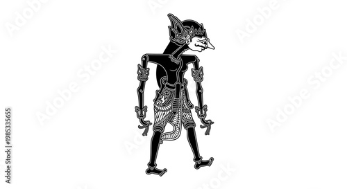 Traditional Indonesian Wayang Kulit Shadow Puppet Character