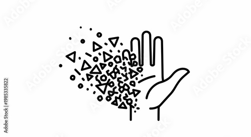 Hand Releasing Various Geometric Shapes.