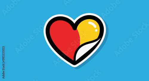 Heart Symbol Red Yellow White.