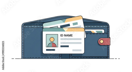 Wallet with ID card and credit cards, identity verification, personal finance, security concept