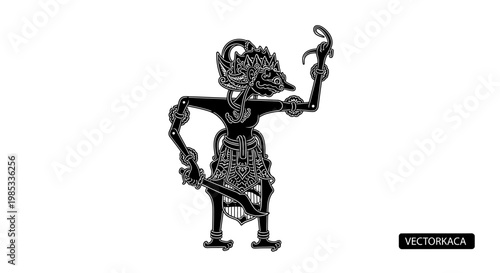 Traditional Indonesian Wayang Kulit Shadow Puppet Silhouette