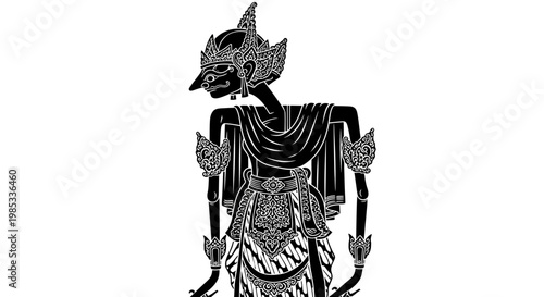 Traditional Indonesian Wayang Kulit Shadow Puppet, Cultural Performance Art