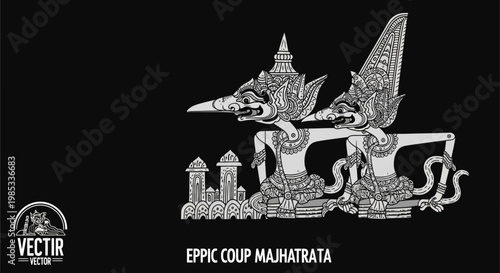 Traditional Indonesian Wayang Kulit Shadow Puppets - Epic Coup Majhatrata