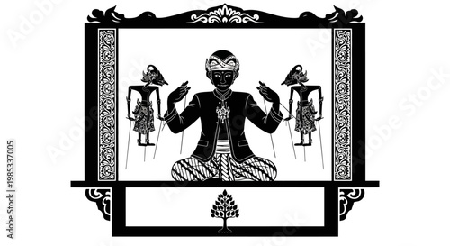 Traditional Indonesian Wayang Kulit Shadow Puppets Performance