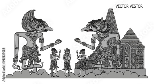 Traditional Indonesian Wayang Kulit Shadow Puppets Performance