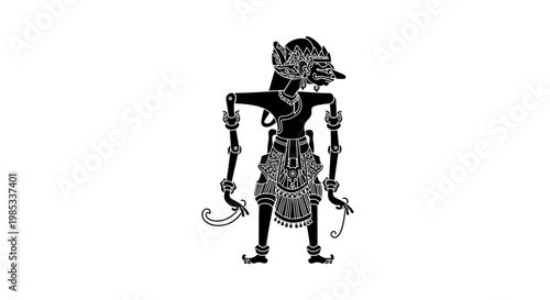 Traditional Javanese Wayang Kulit Shadow Puppet Silhouette
