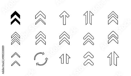 Swipe up arrow icon set minimal vector collection for social media stories and mobile UI design