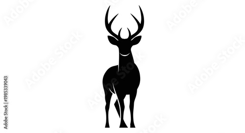 Deer Silhouette with Antlers Standing.