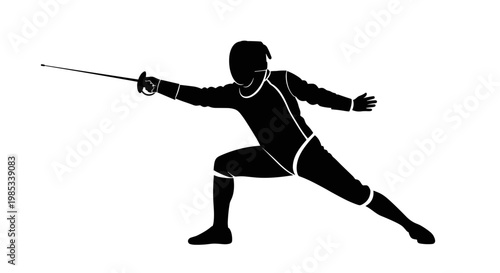 Fencer in Action Sports Silhouette.