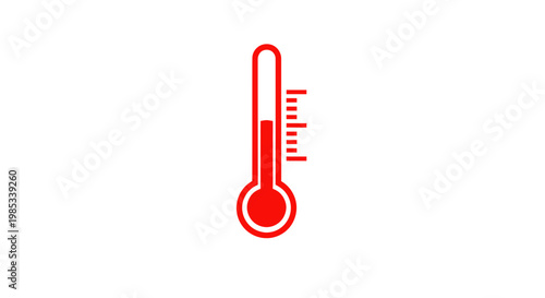 Red Thermometer Icon Showing High Temperature
