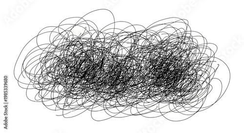 Abstract tangled scribble drawing representing confusion and complexity.