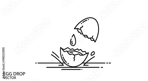 Broken egg with dripping yolk, illustrating fragility and impact.