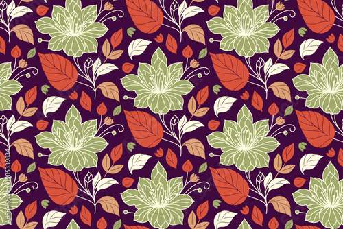 Seamless floral sketch pattern with hand drawn flowers and natural texture
