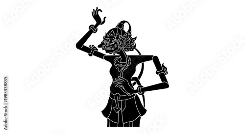 Traditional Wayang Kulit Shadow Puppet Silhouette: Javanese Performance Art