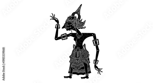 Traditional Wayang Kulit Shadow Puppet Silhouette, Indonesian Culture