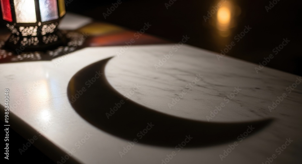 Obraz premium Crescent Moon Shadow on Surface.