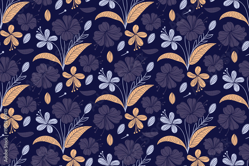 Minimal seamless floral line art pattern with contemporary botanical design
