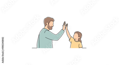 Joyful father and daughter celebrating a moment together sharing a high five expression of happiness and connection representing family love and shared success perfect for conveying positive