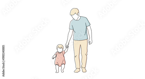 A caring parent holds their small childs hand while walking forward together celebrating development and family connection with a loving gesture representing guidance and support during early