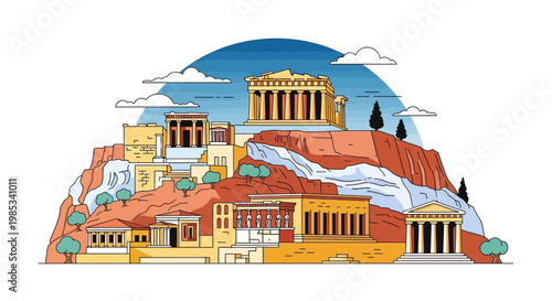 Vector Illustration of the Acropolis of Athens