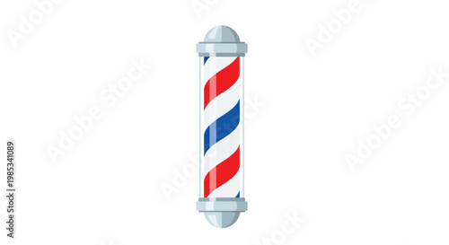 Classic Barber Pole with Red, White, and Blue Stripes Isolated on White Background