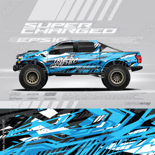 Truck decal, cargo van and car wrap vector, Graphic abstract grunge stripe designs for wrap branding vehicle.