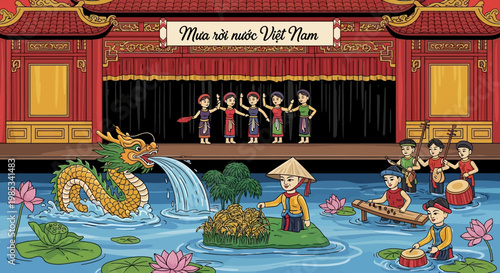 Vietnamese Water Puppet Show: Dragon, Performers, Music, Traditional Culture
