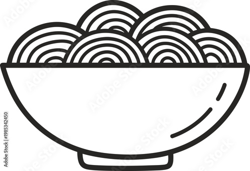Minimalist line art illustration of a bowl of ramen noodles