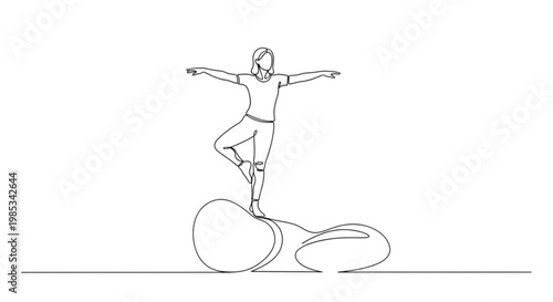 Continuous Line Art Person Balancing Decision Life Balance Minimalist Illustration