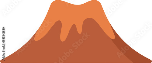 Stylized volcano with lava flow, isolated on white background