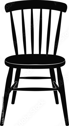 Simple black wooden chair with a curved backrest design