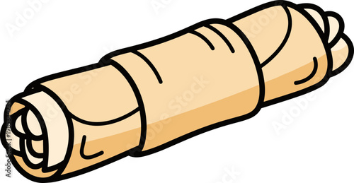 Rolled Up Parchment Scroll with Tied Ends, Hand Drawn Illustration