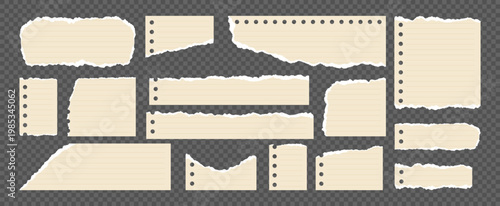 Set of jagged rectangle shapes with ripped paper effect. Torn paper frames for scrapbooking, web design, posters, and creative templates.