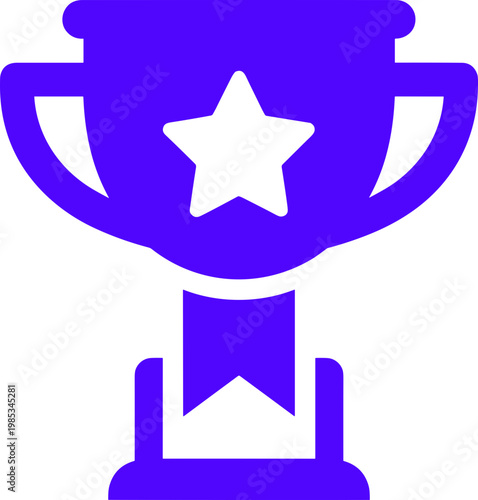 Purple Trophy Icon with Star, Symbol of Victory and Achievement