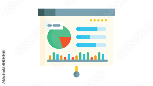 Visual representation of data analytics dashboard on a flip chart Vector