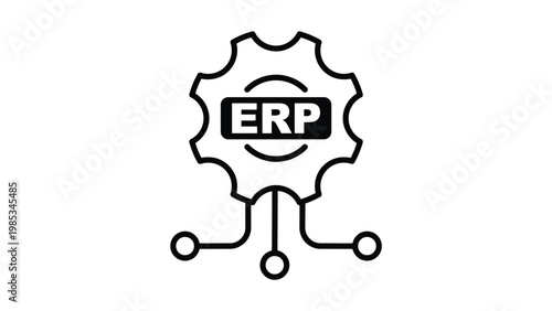 Integration of enterprise resource planning with network connectivity symbolized Vector