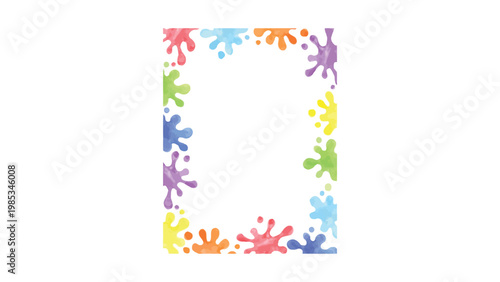 Vibrant splash paint border design on a white background Vector