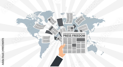 Newspaper Burst Press Freedom Day Flat Vector Background