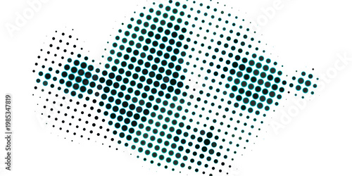 Foto Abstract Halftone Pattern with Teal Dots on White Background.