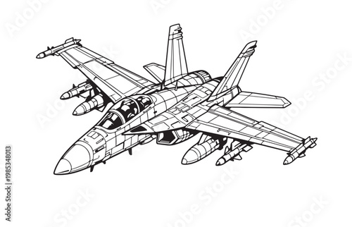 F-35 Fighter Jet Silhouette Vector Modern Stealth Military Aircraft Illustration