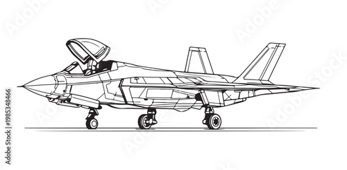 F-35 Fighter Jet Silhouette Vector Modern Stealth Military Aircraft Illustration